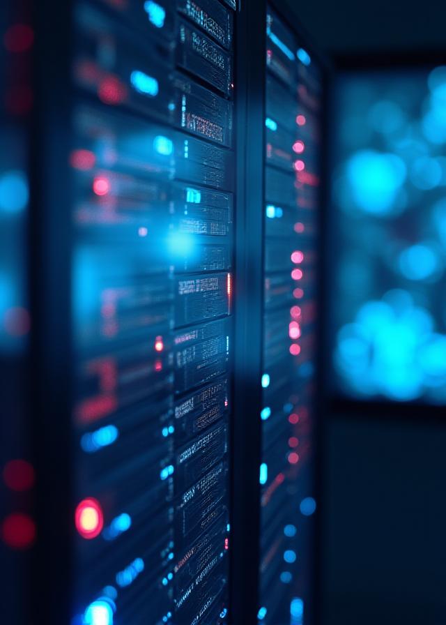 Close up of high-tech data visualization server